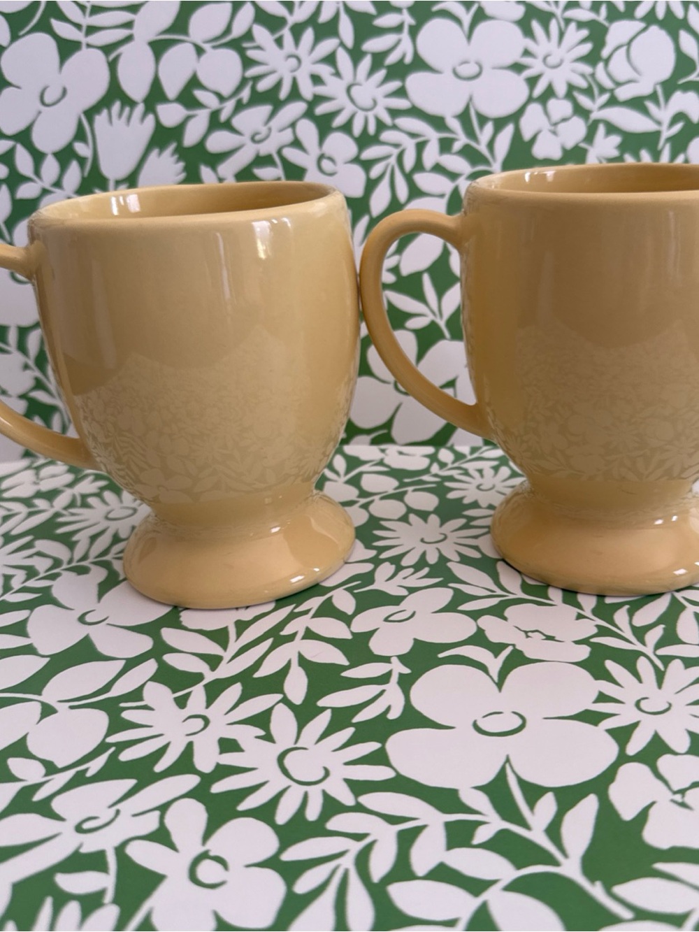 Southern living at home Gail Pittman Yellow  Ceramic Pedestal Mugs - (2)